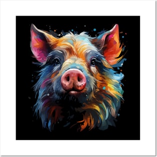 Pot-Bellied Pig Rainbow Posters and Art